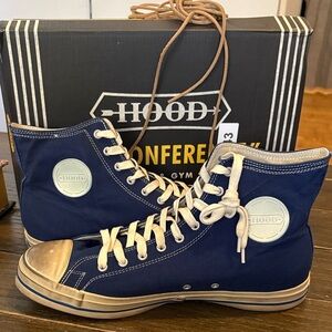 Navy Canvas High-Top Sneakers for Men